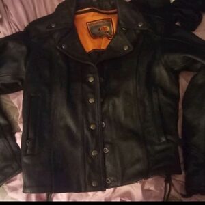 First Classics Genuine Black Leather Ladies Large Thinsulate Biker Jacket